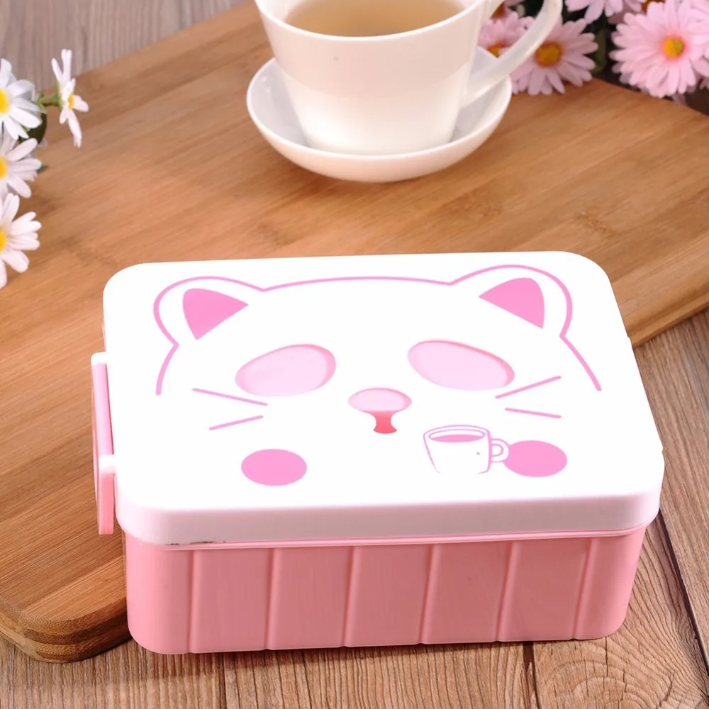 Милый Ланч-бокс герметичный Bento box Портативный школьный контейнер для еды для детей для пикника на открытом воздухе кемпинга - Цвет: B