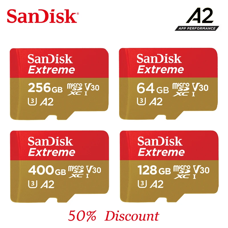 Двойной Флеш накопитель SanDisk Extreme 2019New A2/A1 слот для карт памяти 400G 256G 128 ГБ 64 32G до 100