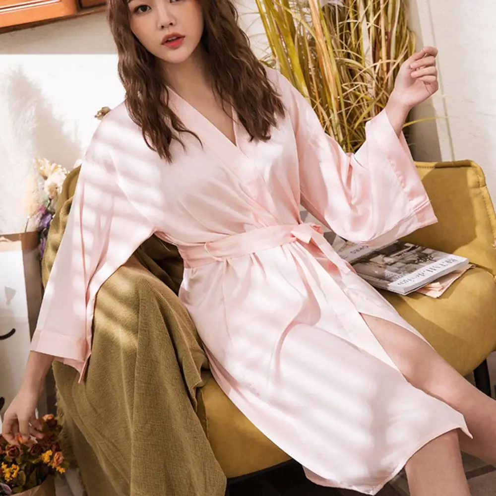 Новая женская ночная сорочка осенняя одежда для сна атласное белье Ночная