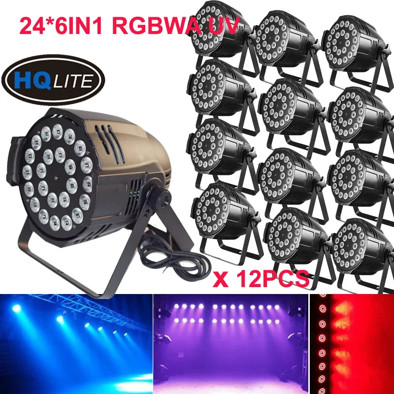 Высокое качество DMX PAR64 светильник RGBWA УФ 24 Led 6 в 1Par банок Dmx сценический s 6in1 литый