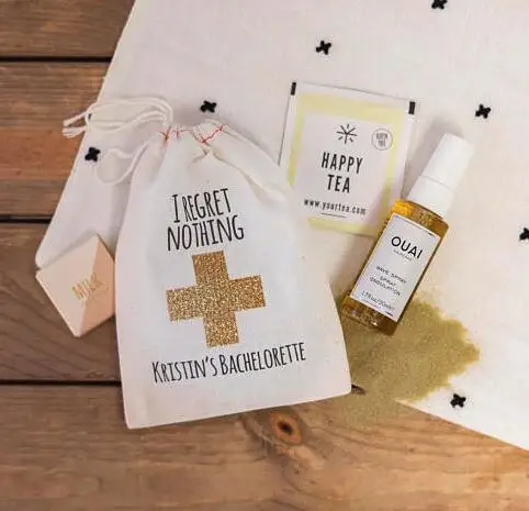

personalize name I Regret Nothing Bachelorette Hangover Survival Kits wedding favor thank you muslim gift bags Candy pouches