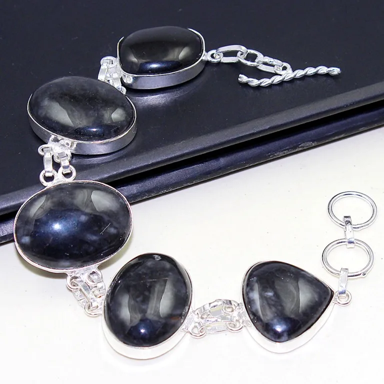 Серебристый браслет jaspper покрытый медью 22 5 см B0683 | Украшения и аксессуары