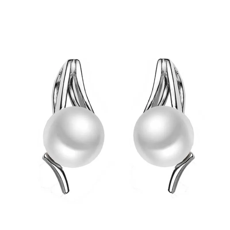 Женские серьги гвоздики из серебра 925 пробы с натуральным пресноводным