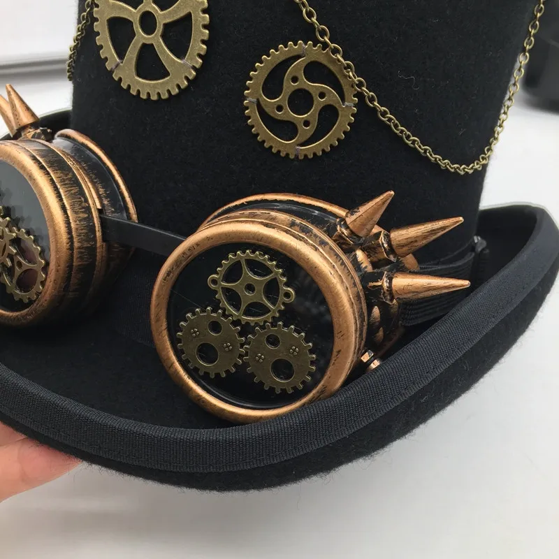 Steam era President gear punk style hat fashion show film performance of wool top hat for men and women Fedoras