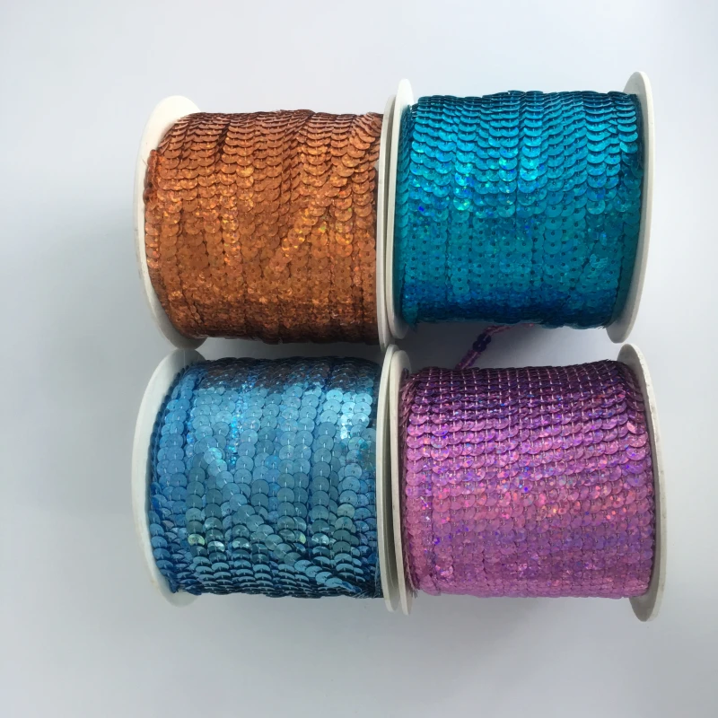 

6mm Multi colors option plastic sequin ribbon home Decoration (with card) Packaging cardboard is random 10y/lot