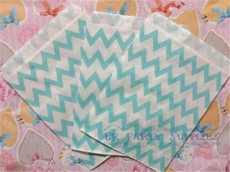 Бесплатная доставка 1000 шт светло-голубой шеврон бумажные мешки для конфет баров