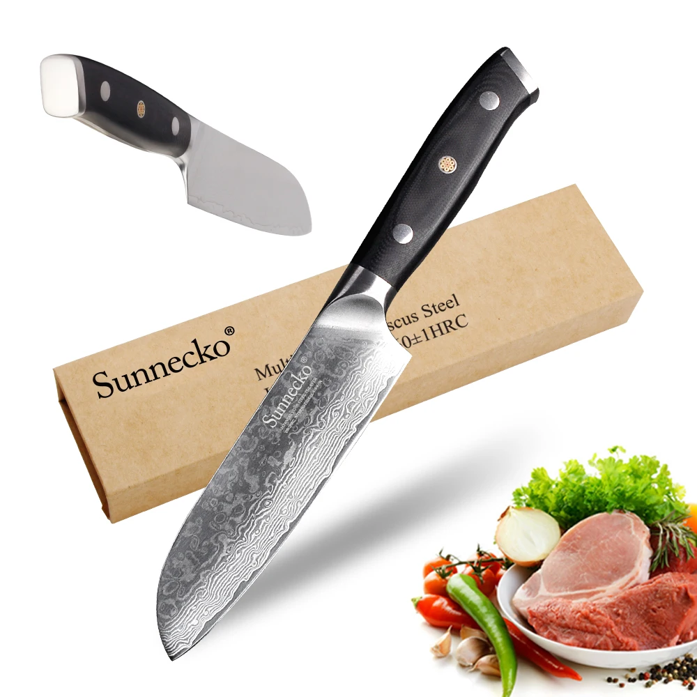 SUNNECKO Santoku нож шеф повара кухонные ножи японский Дамаск VG10 сталь острый G10