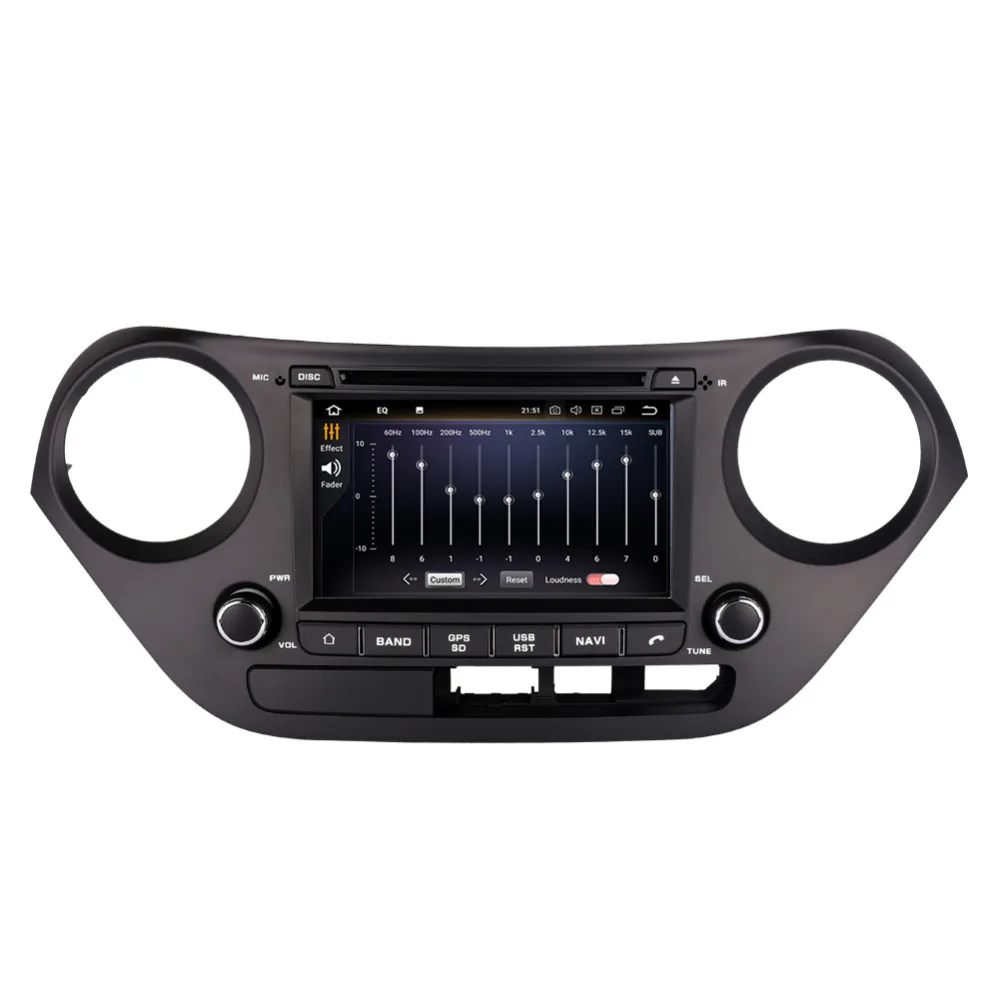 Автомобильный GPS-блок управления с DVD-мультимедиа плеером на Android 8.0 Octa Core, 4GB RAM для Hyundai I10/Hyundai Grand i10 2013 года выпуска с рулем слева.