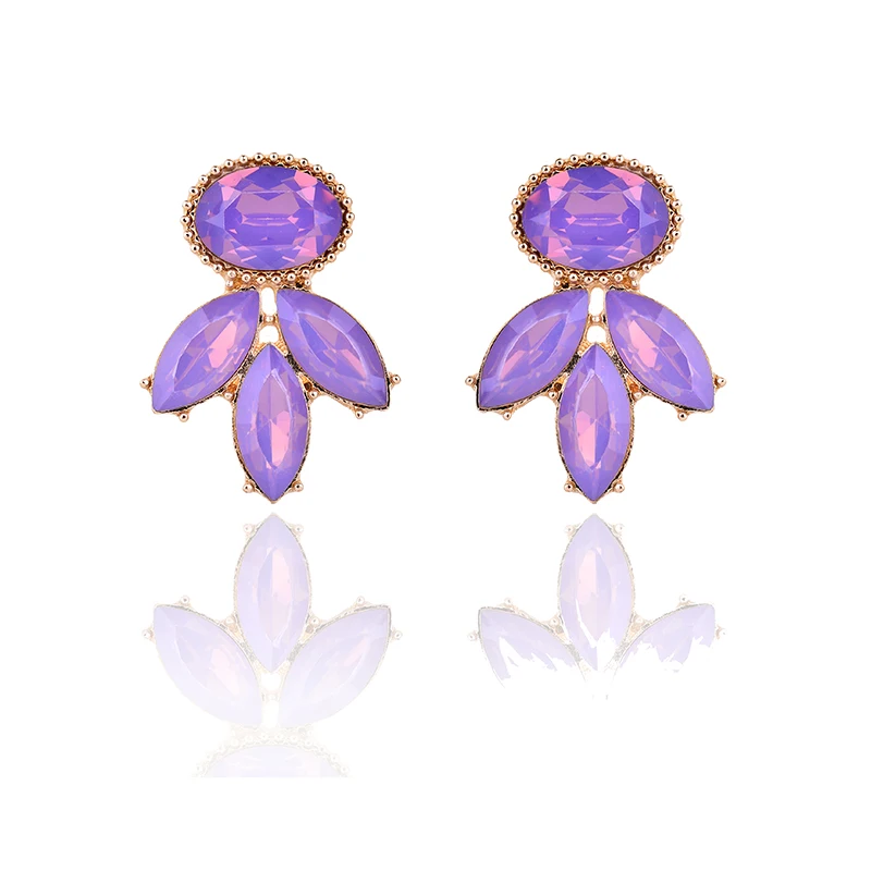 opal purple LUBOV благородный фиолетовый кристалл камень кулон трендовые длинные серьги цветок геометрические висячие серьги трендовые женские вечерние ювелирные изделия - Окраска металла: opal purple