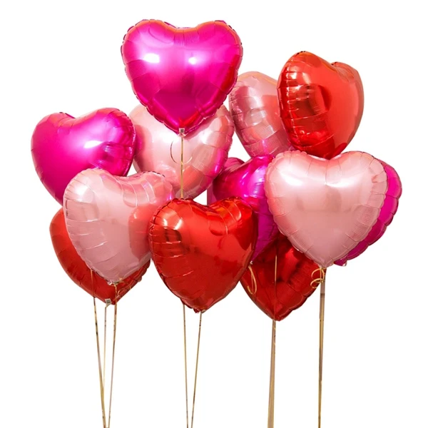 red pink rose 18 дюймов 10 шт детский душ воздушный шар из фольги для вечеринок розовый и синий сердце в форме сердца гелиевые воздушные шары Свадьба День Рождения украшения воздушные шары - Цвет: red pink rose