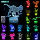 3D Динозавр Ночник LED Иллюзия настольная лампа сенсорный пульт дистанционного декора 16 видов цветов детей праздник Рождество Вечеринка Раптор Подарки Игрушка
