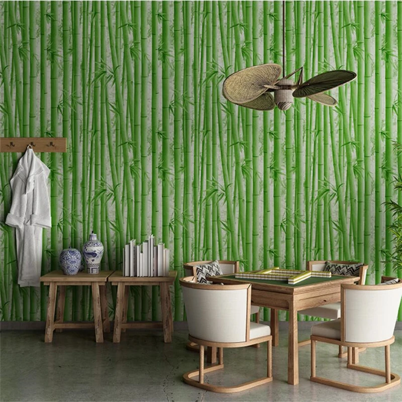 beibehang Chinese wallpaper 3d classical bamboo forest style retro dining restaurant papel de pared background | Обустройство дома