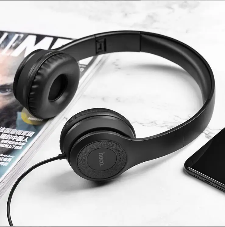 Металлические складные стереонаушники HOCO W21 проводные Hi Fi наушники с FM радио и