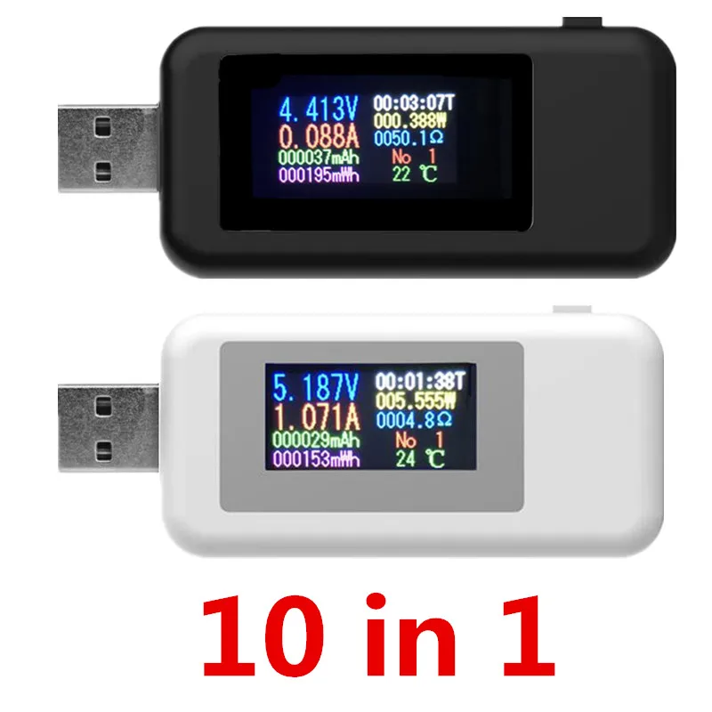 10 в 1 многофункциональный разъем для USB тестер Ток Напряжение батарея Зарядка
