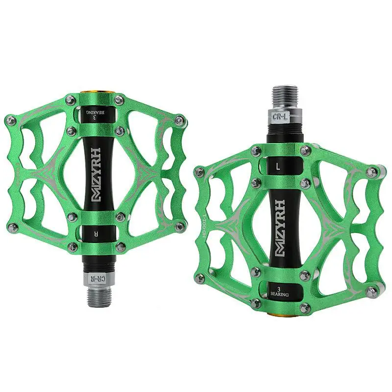 Green black Велосипедная педаль для горного велосипеда MTB, подвесной светильник для горного велосипеда, велосипедные педали из алюминиевого сплава, 3 шарикоподшипника, педали BMX, Аксессуары для велосипеда - Цвет: Green black