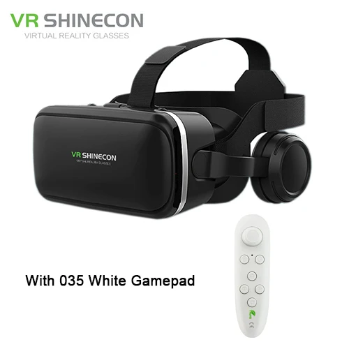 VR гарнитура Shinecon 6,0 Pro стерео Виртуальная реальность смартфон 3D очки Google VR гарнитура с контроллером для Android - Цвет: White 035 Remote