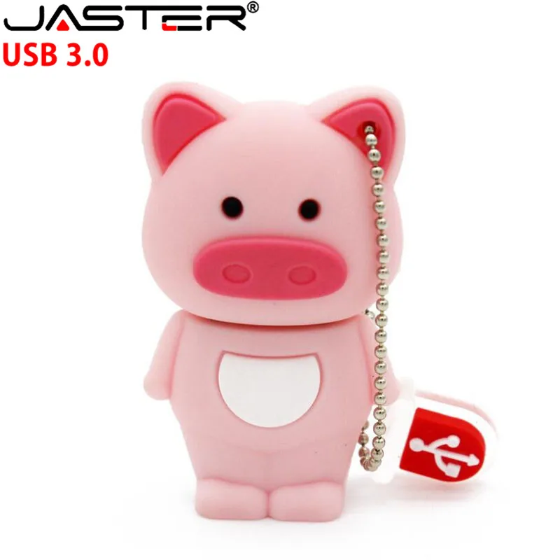 JASTER USB 3,0,, Подлинная Флешка с животными, 4 ГБ, 8 ГБ, 16 ГБ, 32 ГБ, 64 ГБ, карта памяти, Флеш накопитель, USB флеш-накопитель с милой Свинкой из мультфильма
