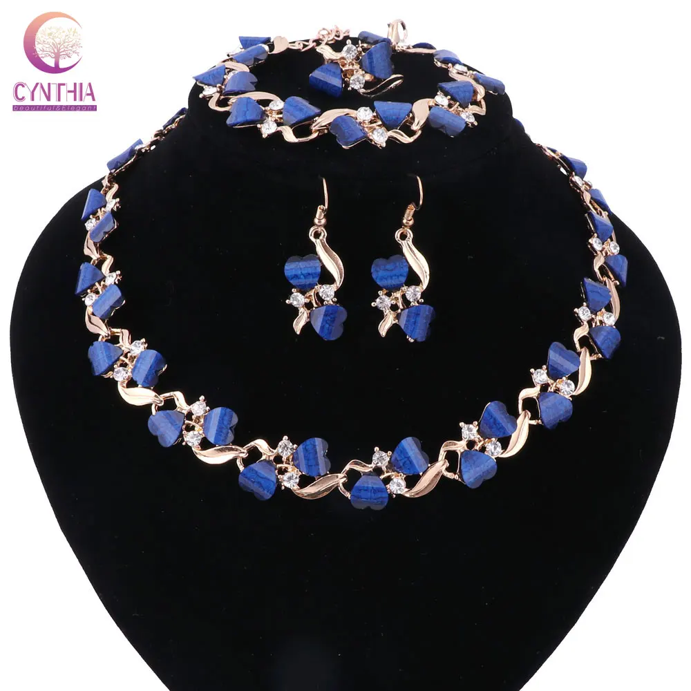 5 видов цветов позолоченные серебряные Ювелирные наборы с браслетом серьги