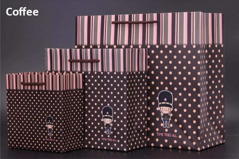 20 штук в упаковке подарочный бумажный пакет горошек с ручкой для одежды обувь