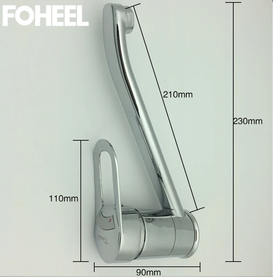 Кухонный кран FOHEEL с одной ручкой для горячей и холодной воды, кухонный кран с длинной трубой, кухонный кран с вращением на 360 градусов