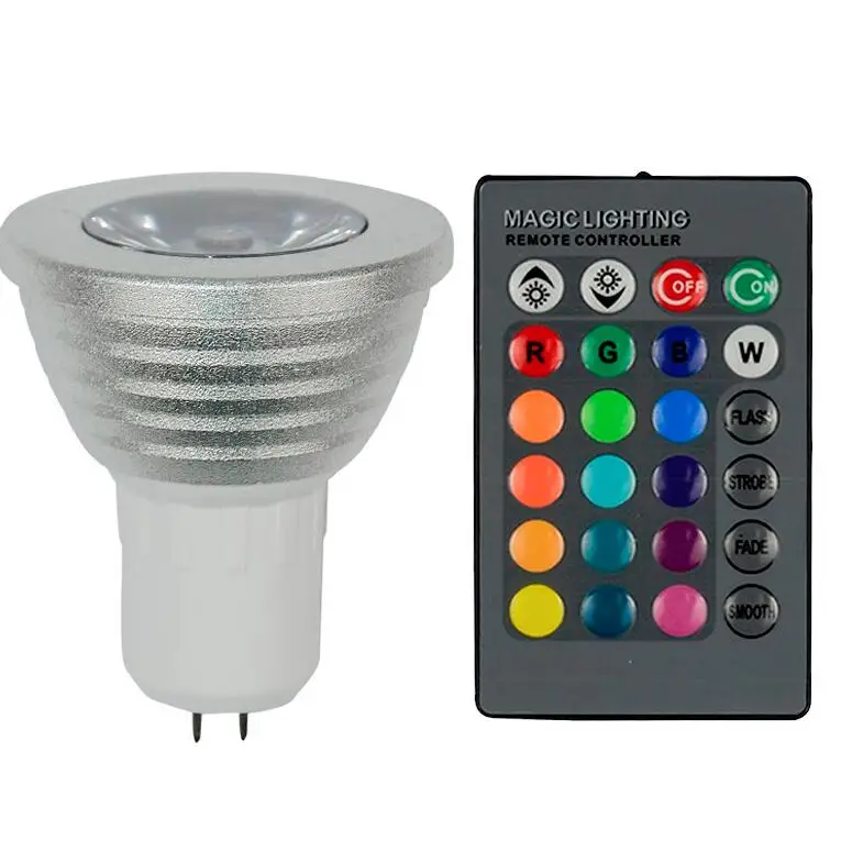 3 Вт RGB Светодиодная лампа 16 цветов меняющая свет прожектор E27/GU10 AC86 265V MR16 DC12V + 24