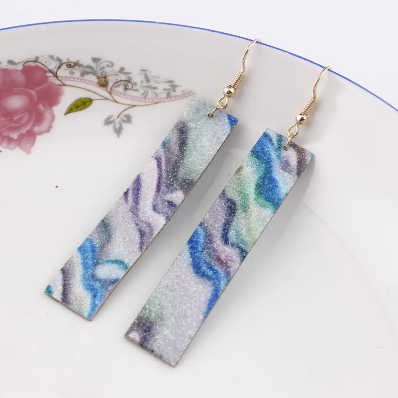 Радужный Бар Дизайн искусственная кожа прямоугольные антикварные серьги