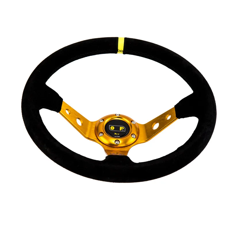 14-дюймовый спорт Универсальный ПУ руль гонки 35 см золото | Автомобили и мотоциклы