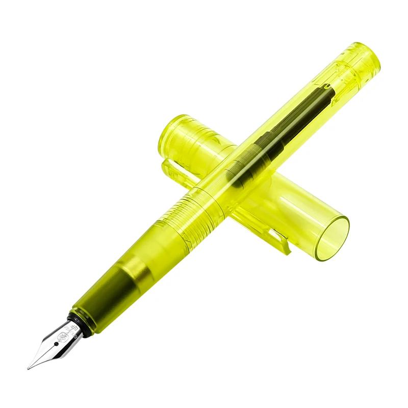 transparent yellow Kaco авторучка прозрачный EF F Нержавеющая сталь перо ручек молочного цвета для письма канцелярские ручки с оригинальной подарочной чехол школьные принадлежности - Цвет: transparent yellow