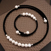 100 real natural fresh water pearl jewelry for women statement necklace bracelet sets charm wedding bride jewelry sets x1610