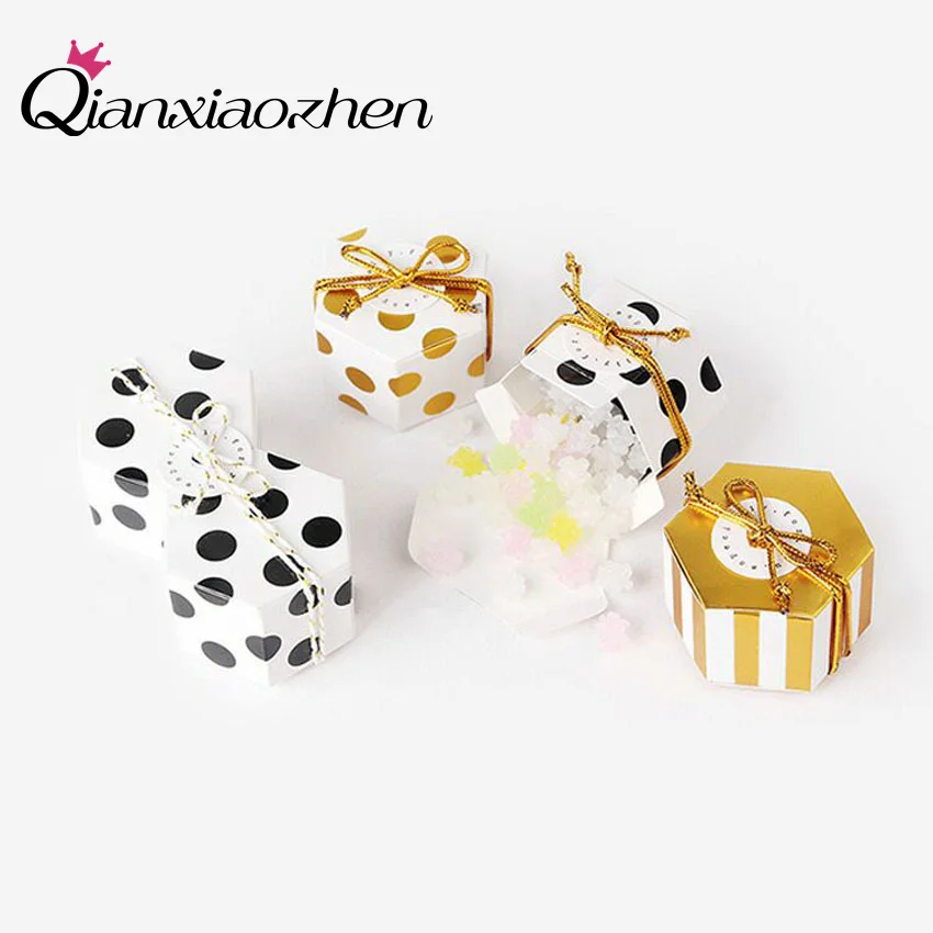 Qianxiaozhen 50 шт. Шестигранная коробка свадебные коробки для конфет сувениров