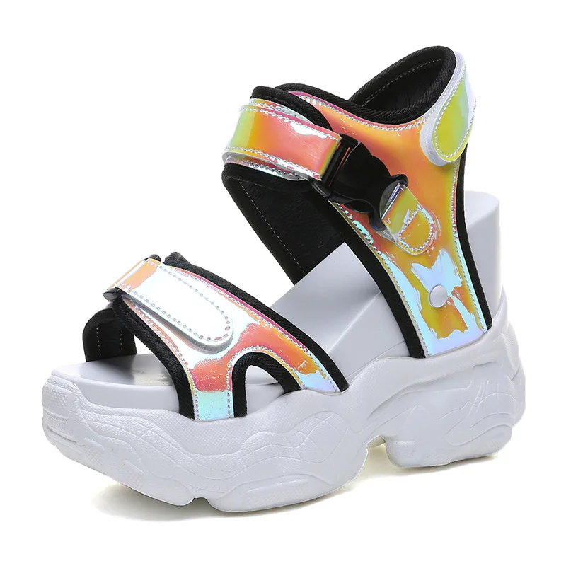 Новые летние босоножки на высокой платформе женская обувь танкетке с открытым