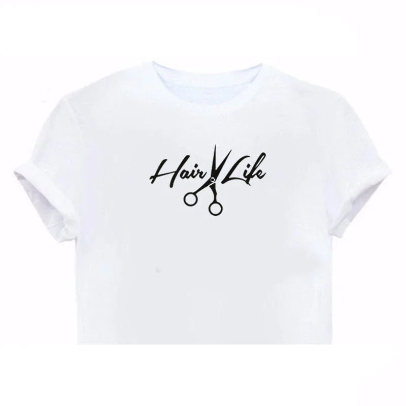 Женские футболки с логотипом Hair Life женские ножницы женская одежда Harajuku подарки