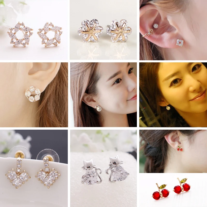 10 шт. Женщина девушка Корея горячие моды серьги женский темперамент алмазов