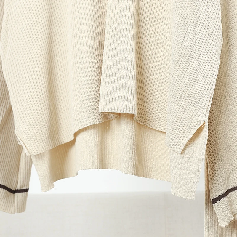 Женский трикотажный пуловер в полоску облегающий эластичный свитер с v-образным