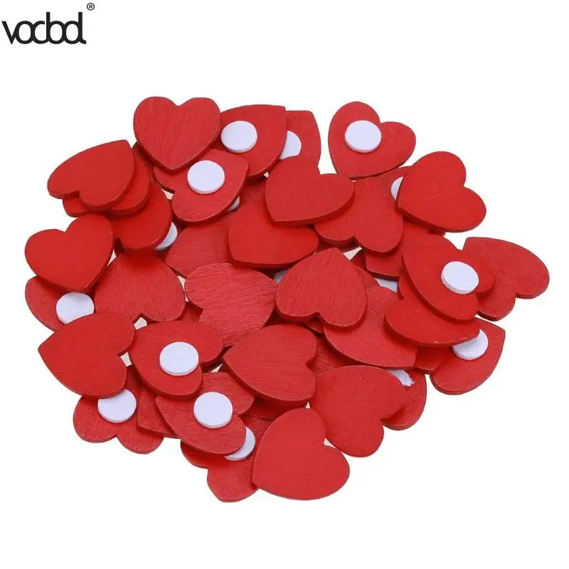 100 шт./компл. настенные наклейки деревянные Мини в виде красного сердца губчатые