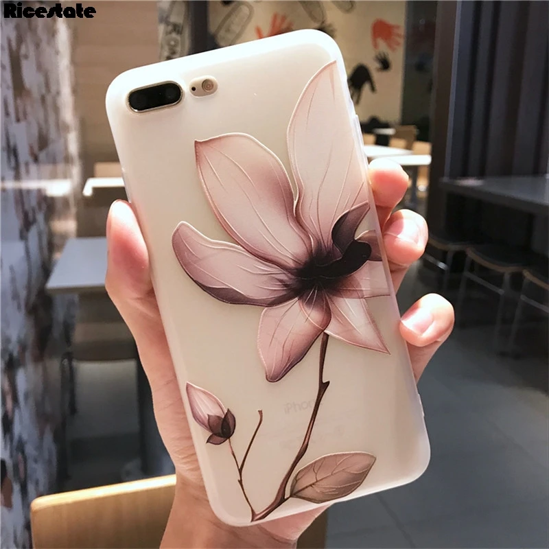 Новый чехол с цветком лотоса для iPhone 8 Plus XR X XS MAX 3D рельефный цветами розы 6 6S 7 из