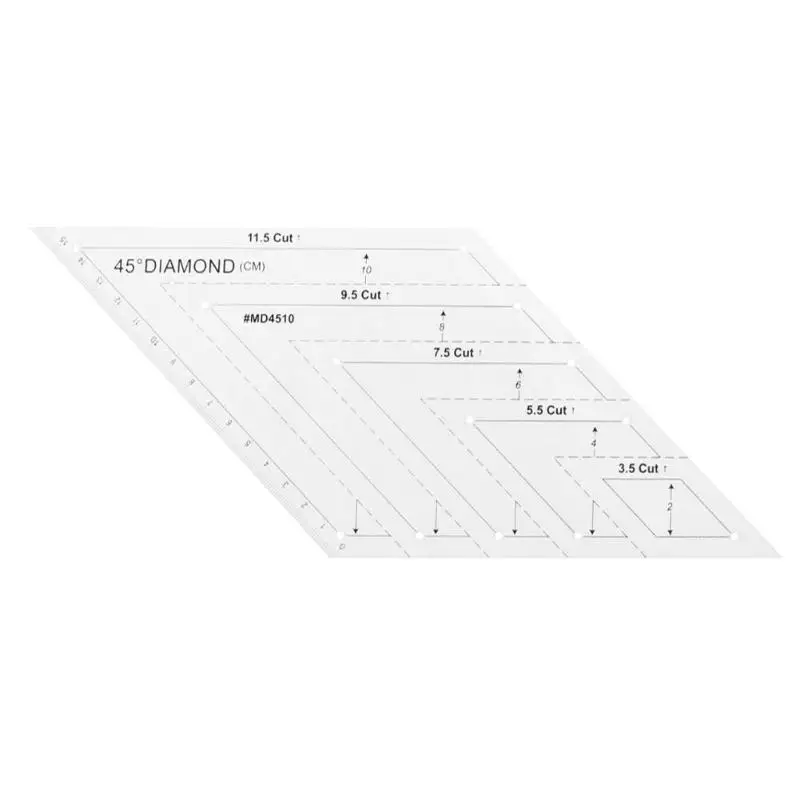 45 Rhombus Акриловые Лоскутные лосткутное одеяло правитель резка линейки DIY домашние инструменты для шитья Стёганое одеяло ing линейки для пэчворка regua para лоскутное - Цвет: 45 Rhombus
