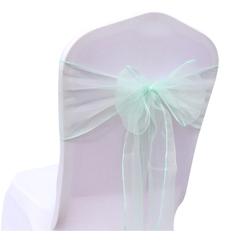 mint green Чехлы с бантом для стула из органзы, тюлевые пояса для свадьбы, памятные события и вечерние банкетные рождественские украшения, наружные Свадебные лужайки - Цвет: mint green