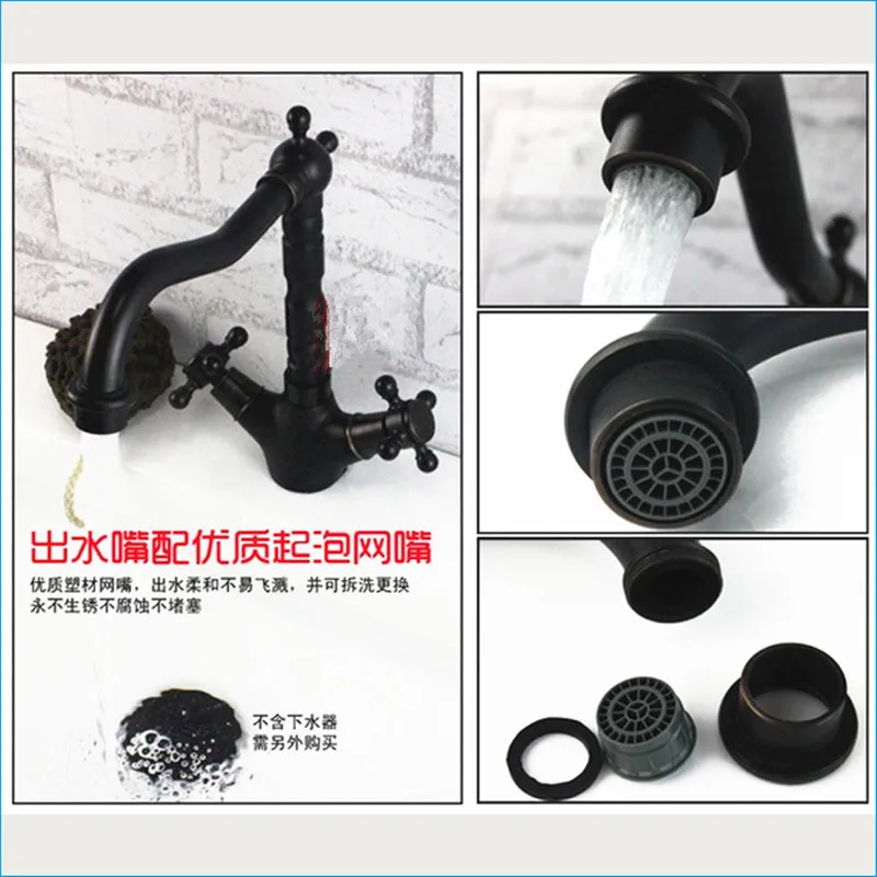 Europe style Black antique brass Rotatable mixer tap dual holder single hole kitchen faucet Free Shipping J14805 | Обустройство дома