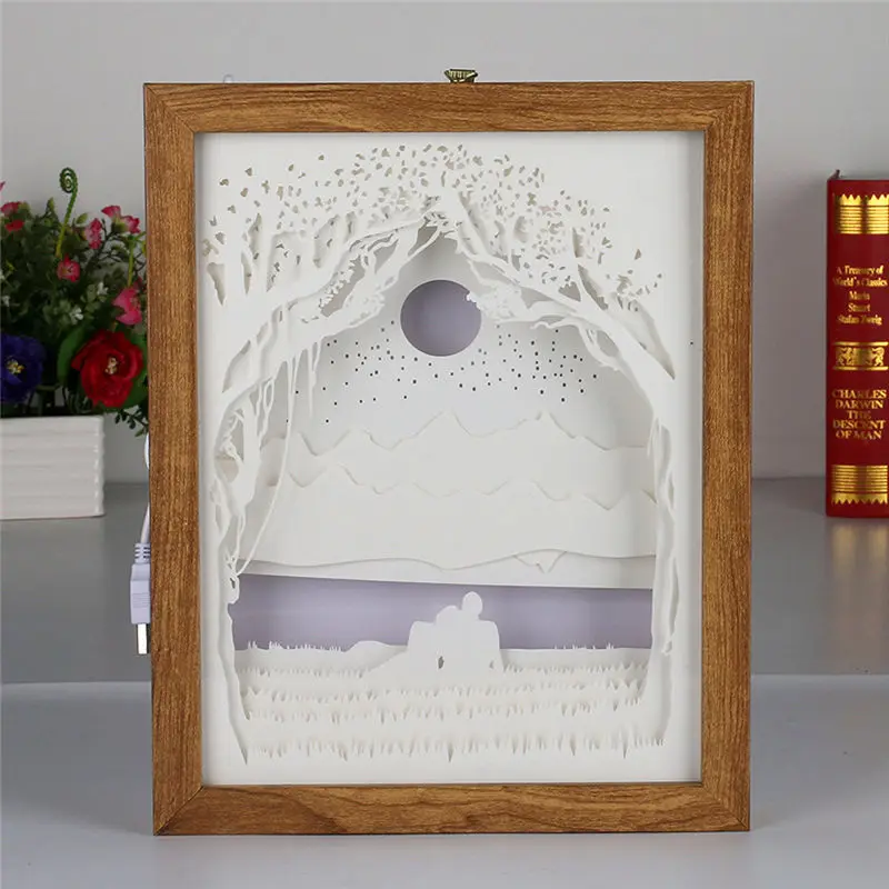 Пара теней бумаги резные огни Diy креативный пульт дистанционного управления