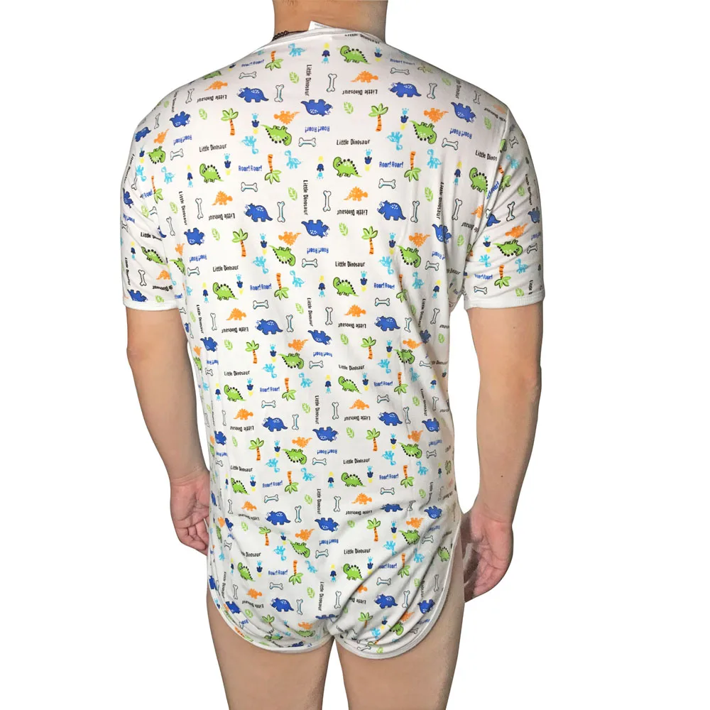 Чумовой облегающий боди динозавр узор ABDL Onesie пеленки любовник для взрослых
