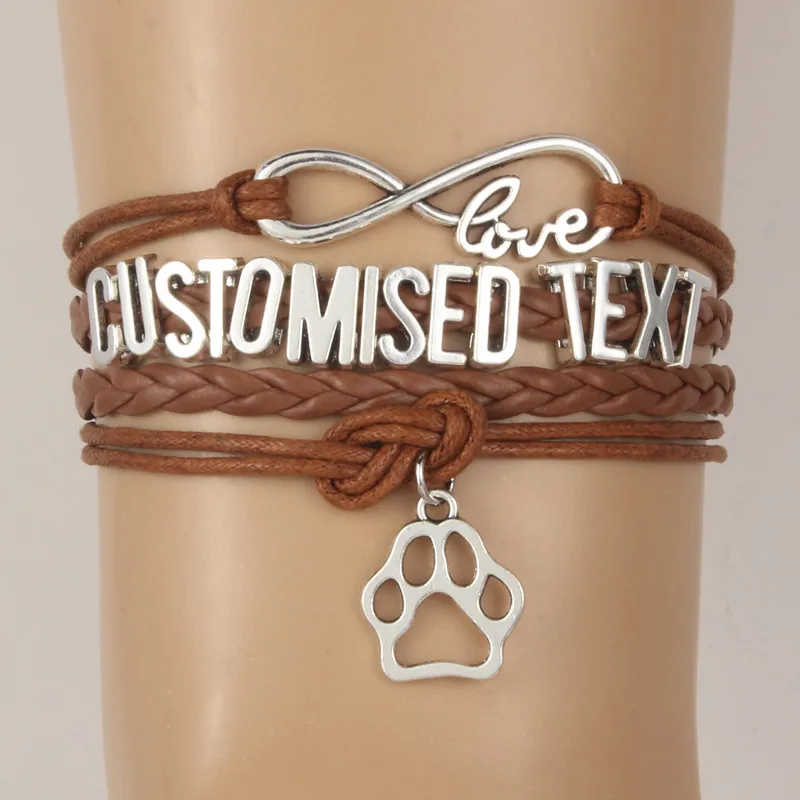 Бесконечность любовь настраиваемый текстовый браслет собака/кошка и т. Д.