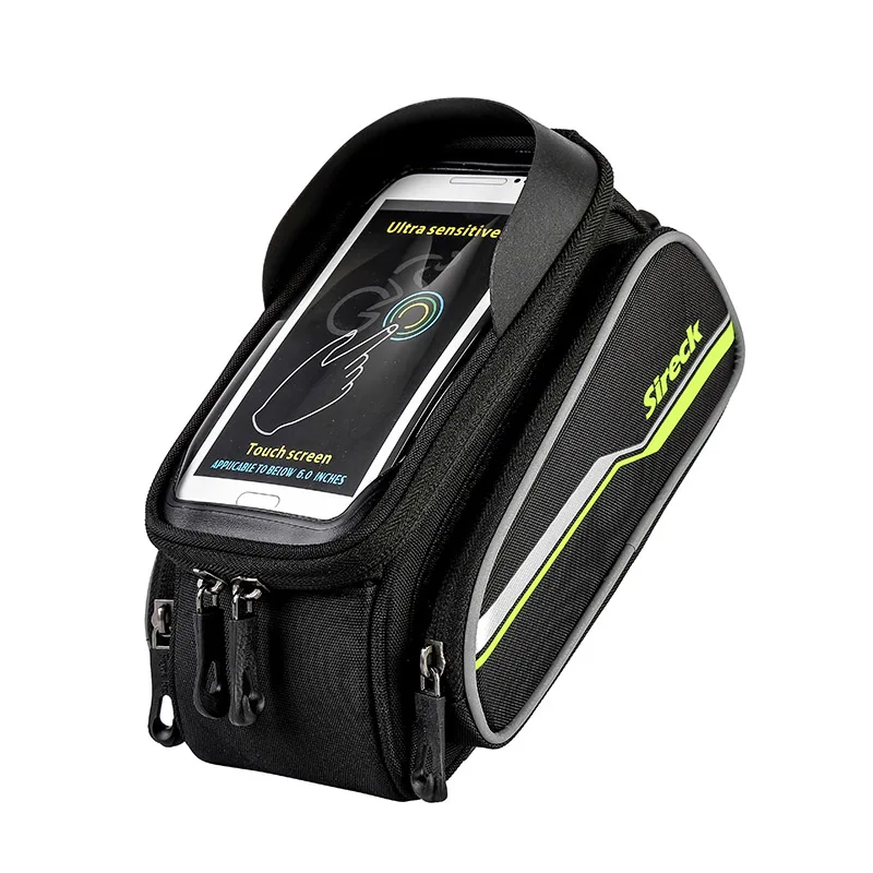 Зеленый Sireck " сенсорный Телефон Дело Mountain Road Bike Bag MTB Велоспорт Велосипед Передней Трубы Рамы Сумка Седло Мешок Аксессуары 4 Цветов - Цвет: Зеленый