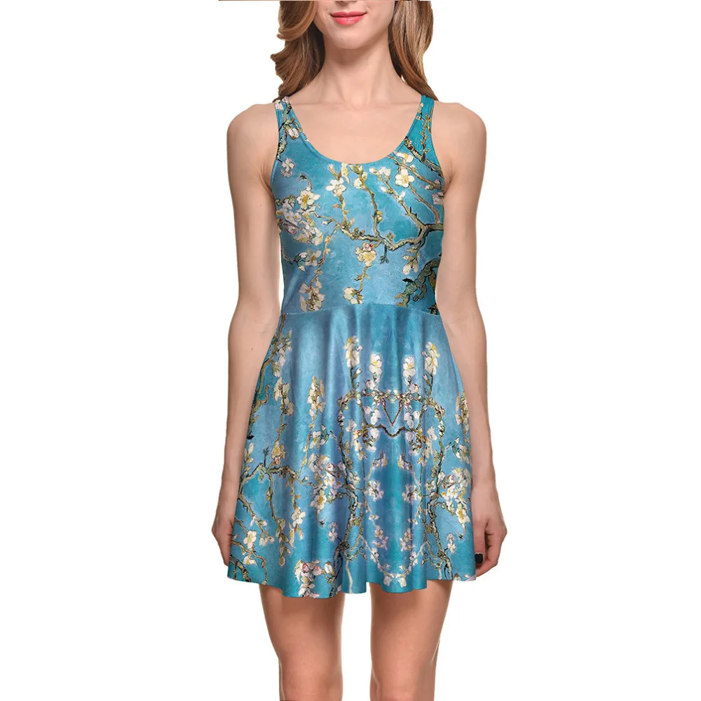 Женские Цветочный Принт без рукавов Повседневный жилет Платья для женщин плюс