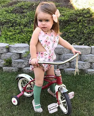 Летний комбинезон для новорожденных девочек без рукавов с цветочной вышивкой