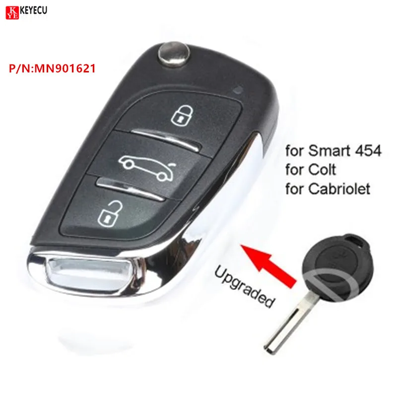Keyecu Модернизированный дистанционный брелок 315/433 МГц для Smart 454 Forfour 2005-2007, Mitsubishi Colt 2005-2012, Colt Cabriolet 2006-2008