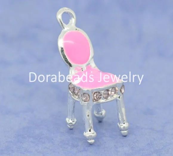 hot- 10 SP Rhinestone Enamel 3D Chair Charm Pendant 20x9mm (B09605) | Украшения и аксессуары