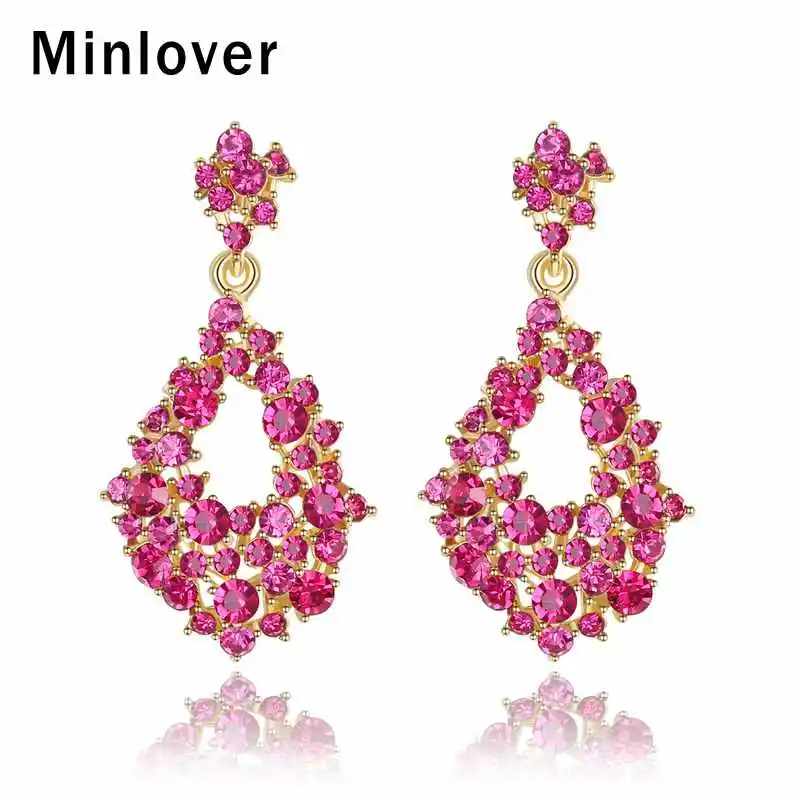 Массивные черные хрустальные висячие серьги Minlover для женщин европейские
