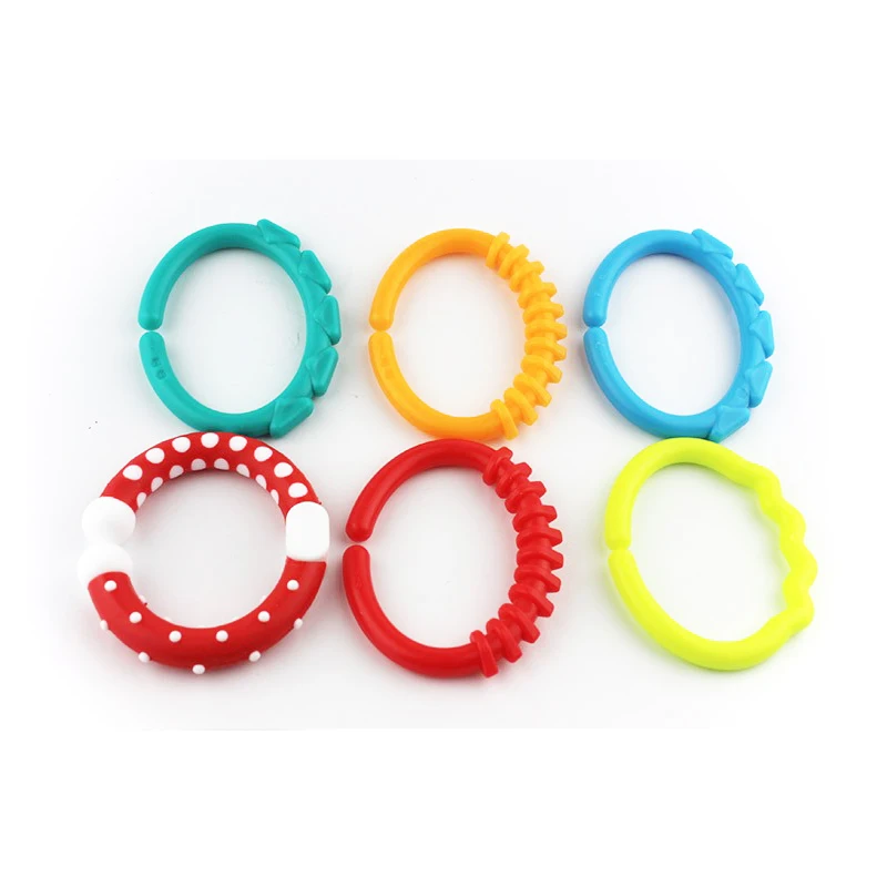 6 шт./лот ребенка прорезыватель-игрушка радуга QQ дети моляров кольцо эко Пластик