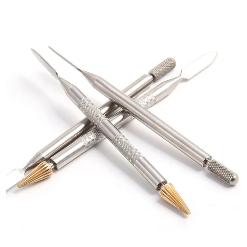 

DONYAMY 2Pcs Multi-function Edge Oil Pen DIY Leather Craft Head Glue Stick Edge Dye Applicator Brass Head Hand Treatment Tools